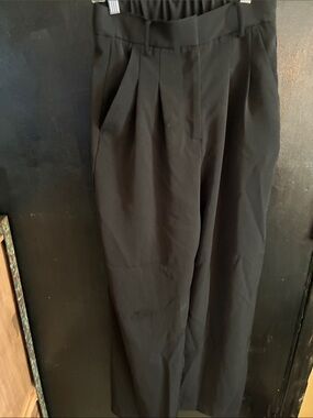 French Connection Black Pleated Trousers Wide Leg XS